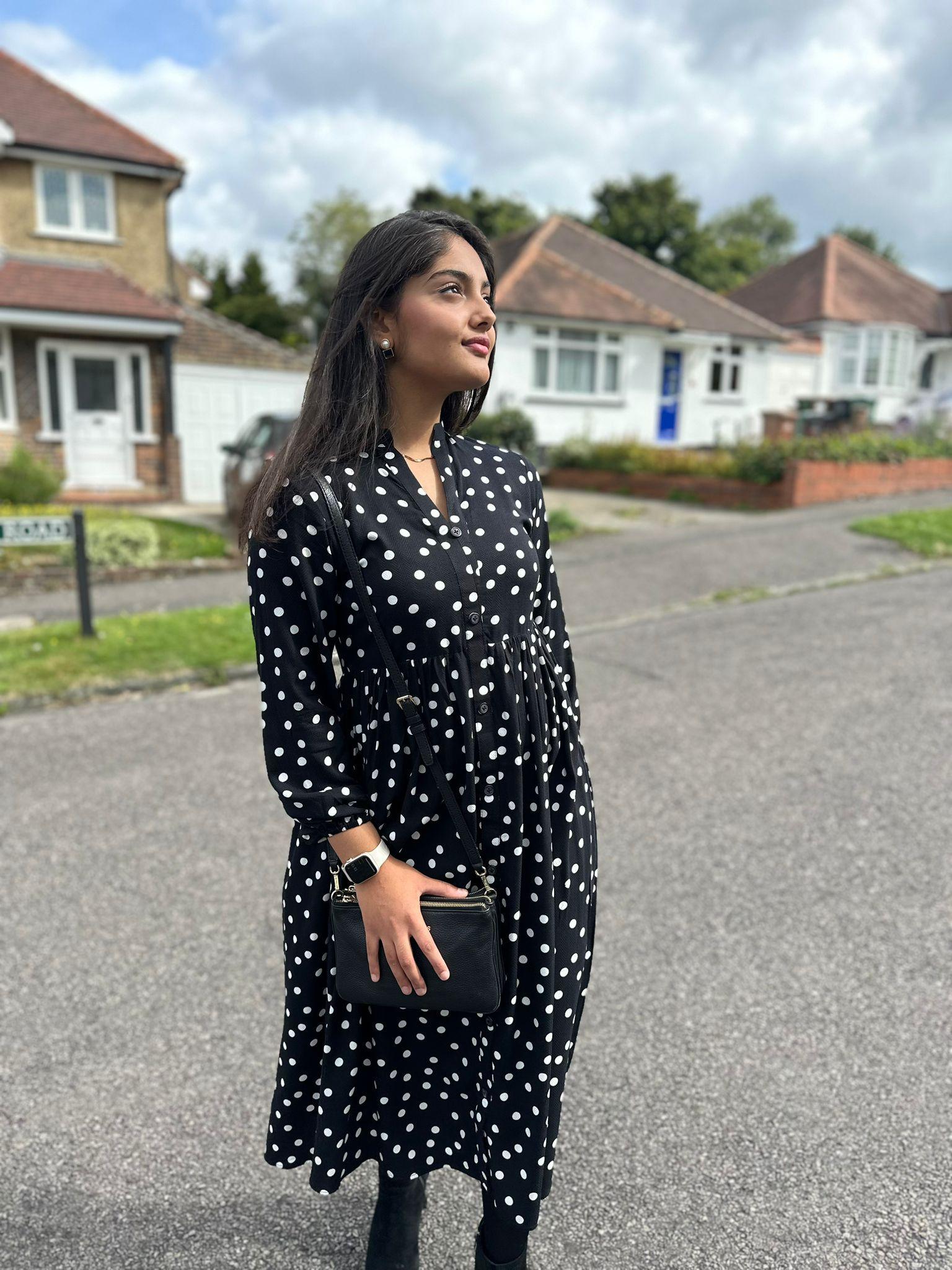 Black Polka Dot Midi Dress