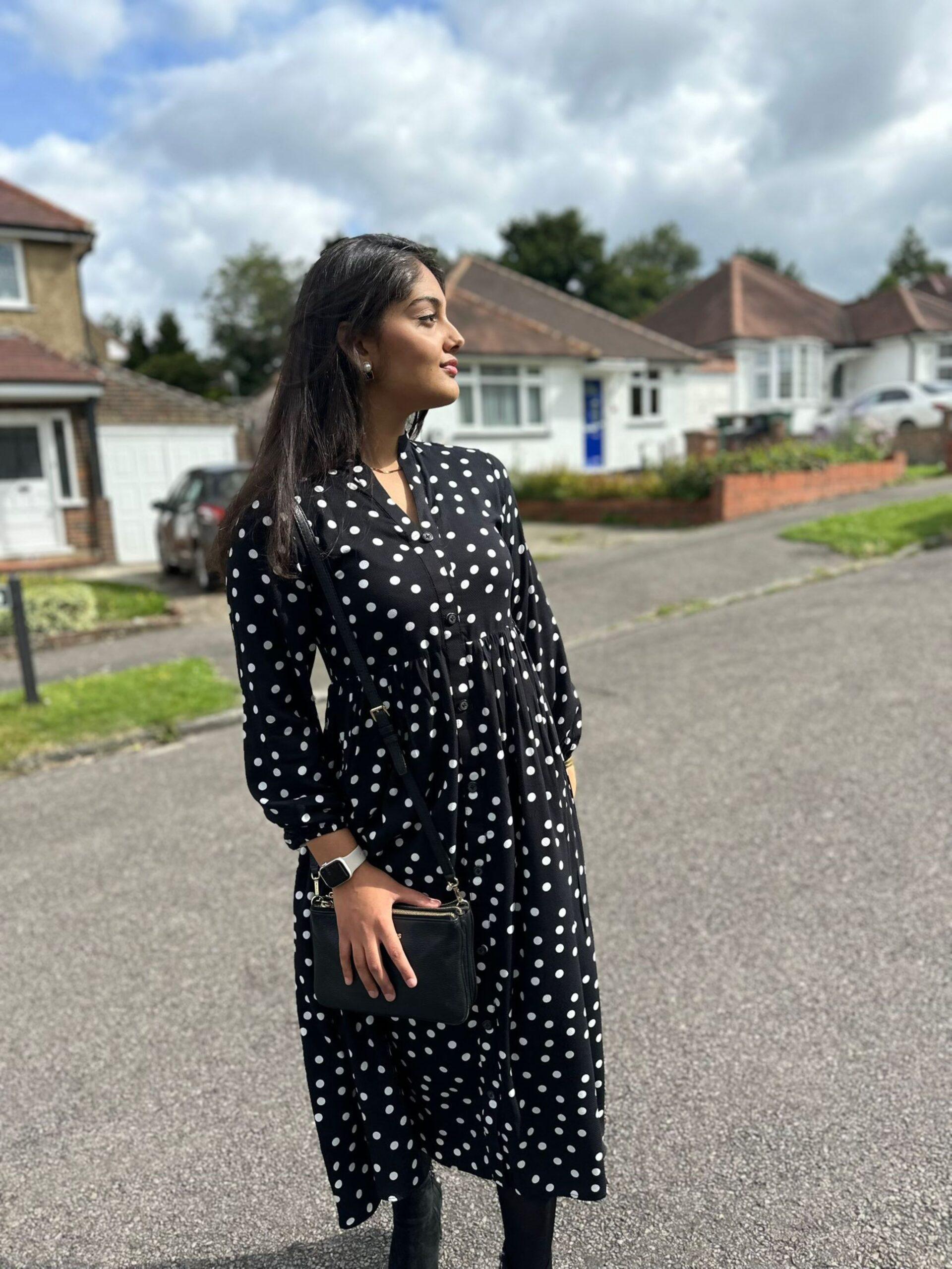 Black Polka Dot Midi Dress