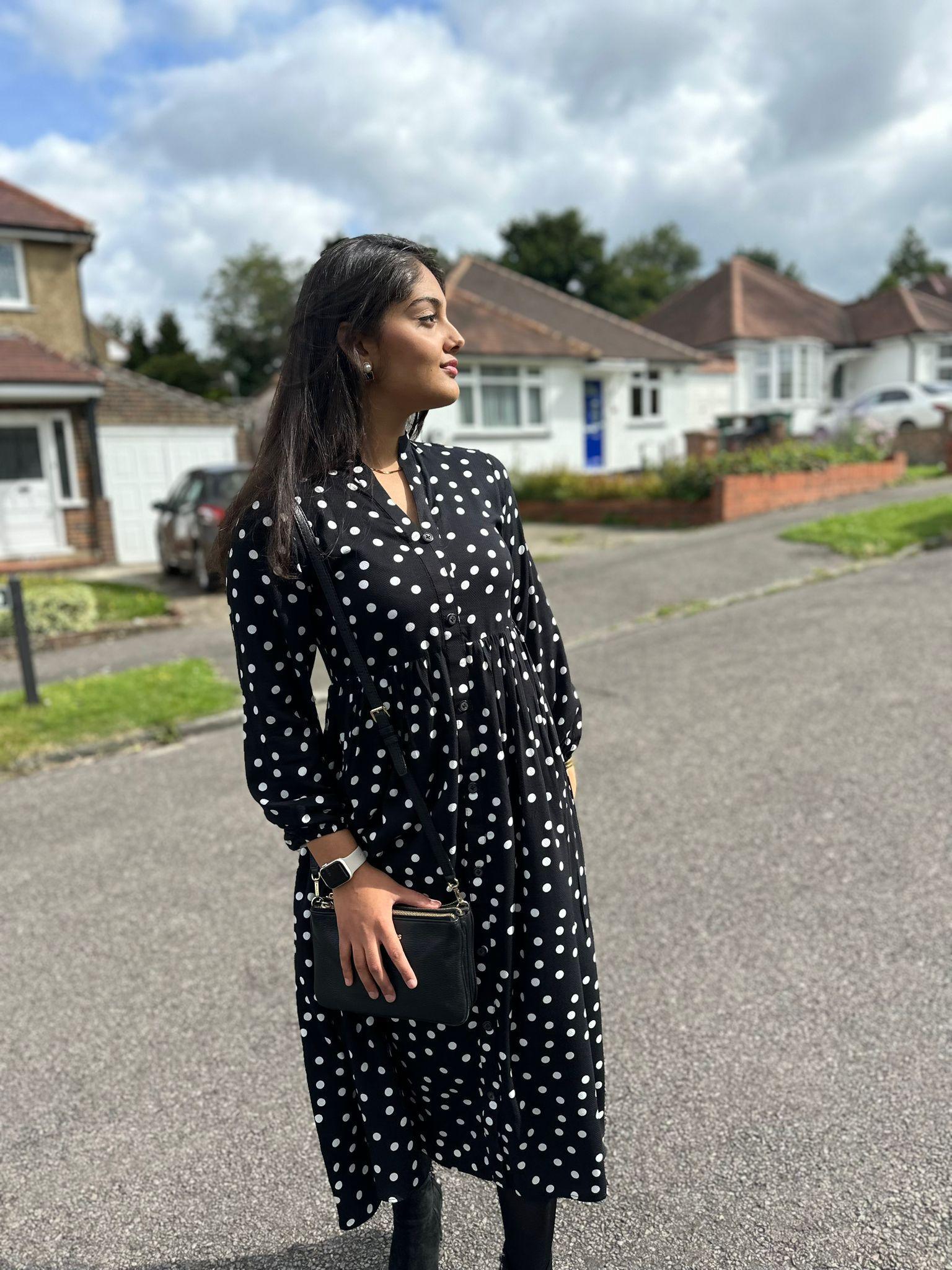 Black Polka Dot Midi Dress
