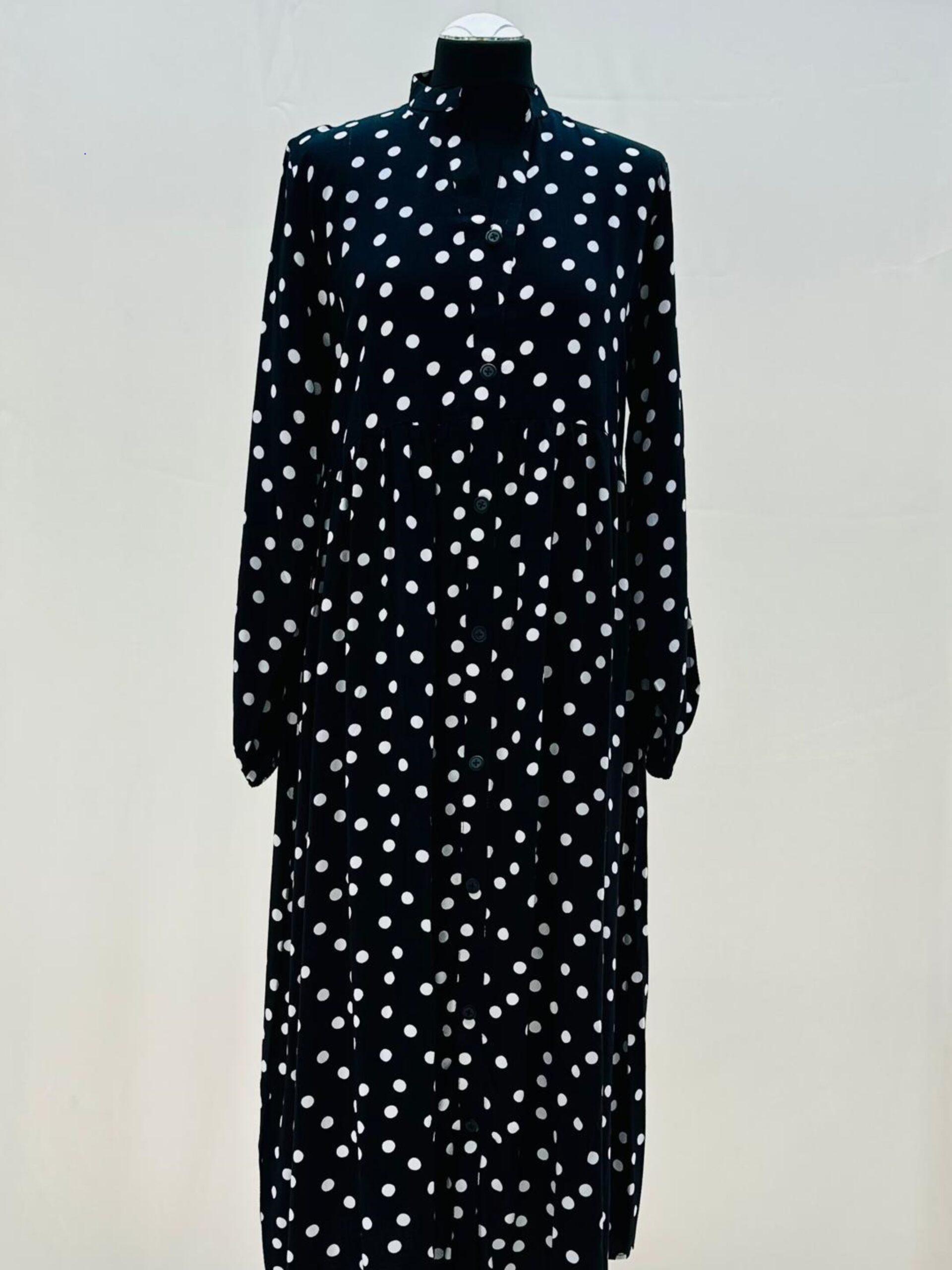 Black Polka Dot Midi Dress
