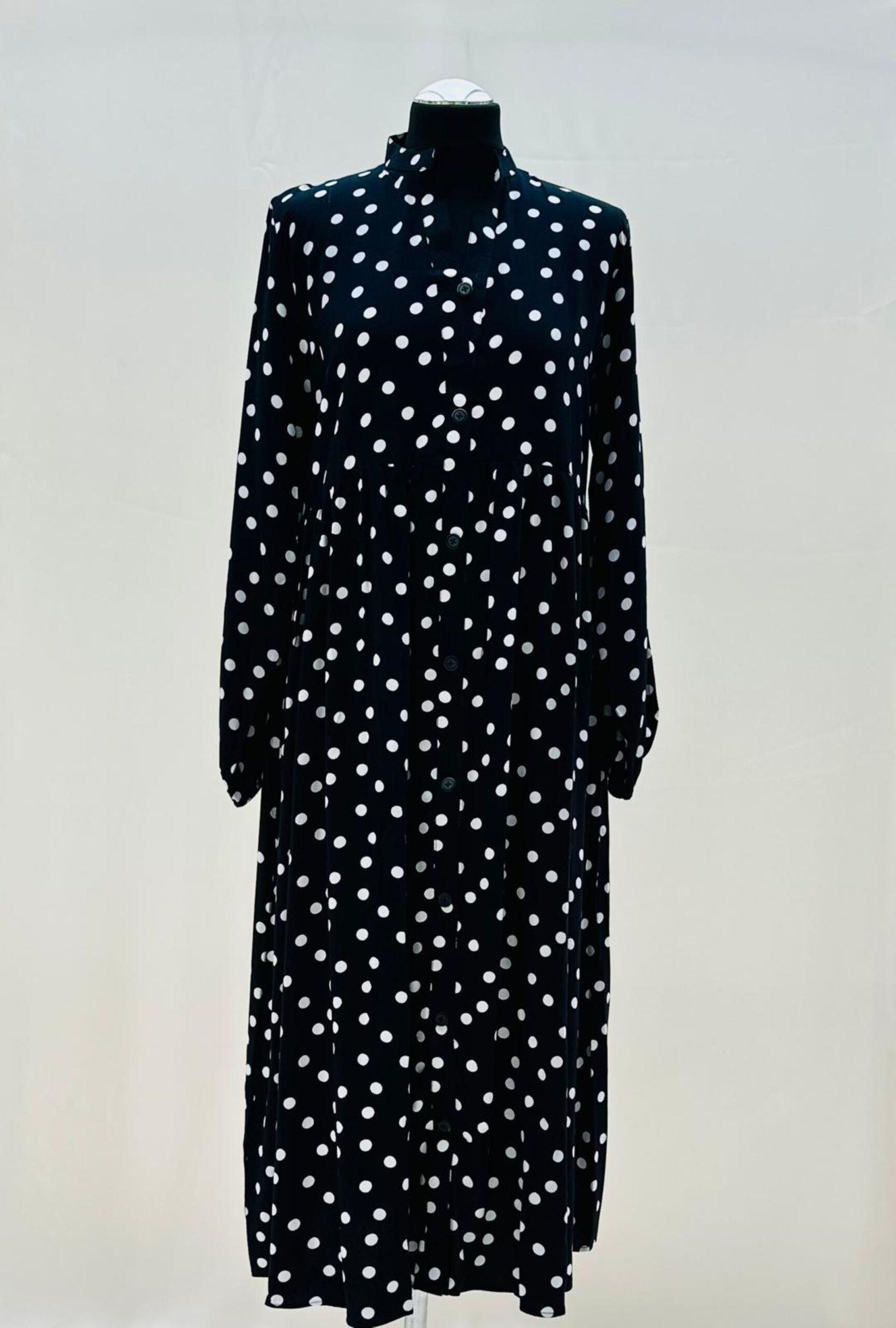 Black Polka Dot Midi Dress