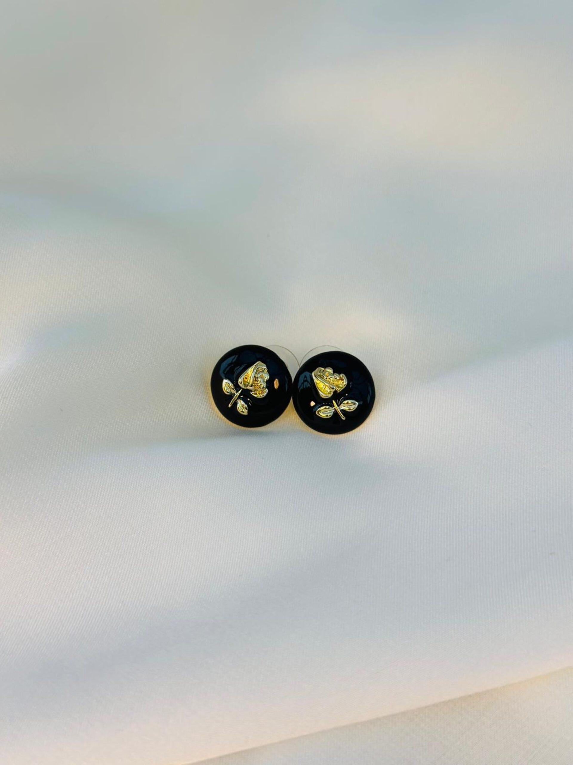 Black Flower Stud Earrings
