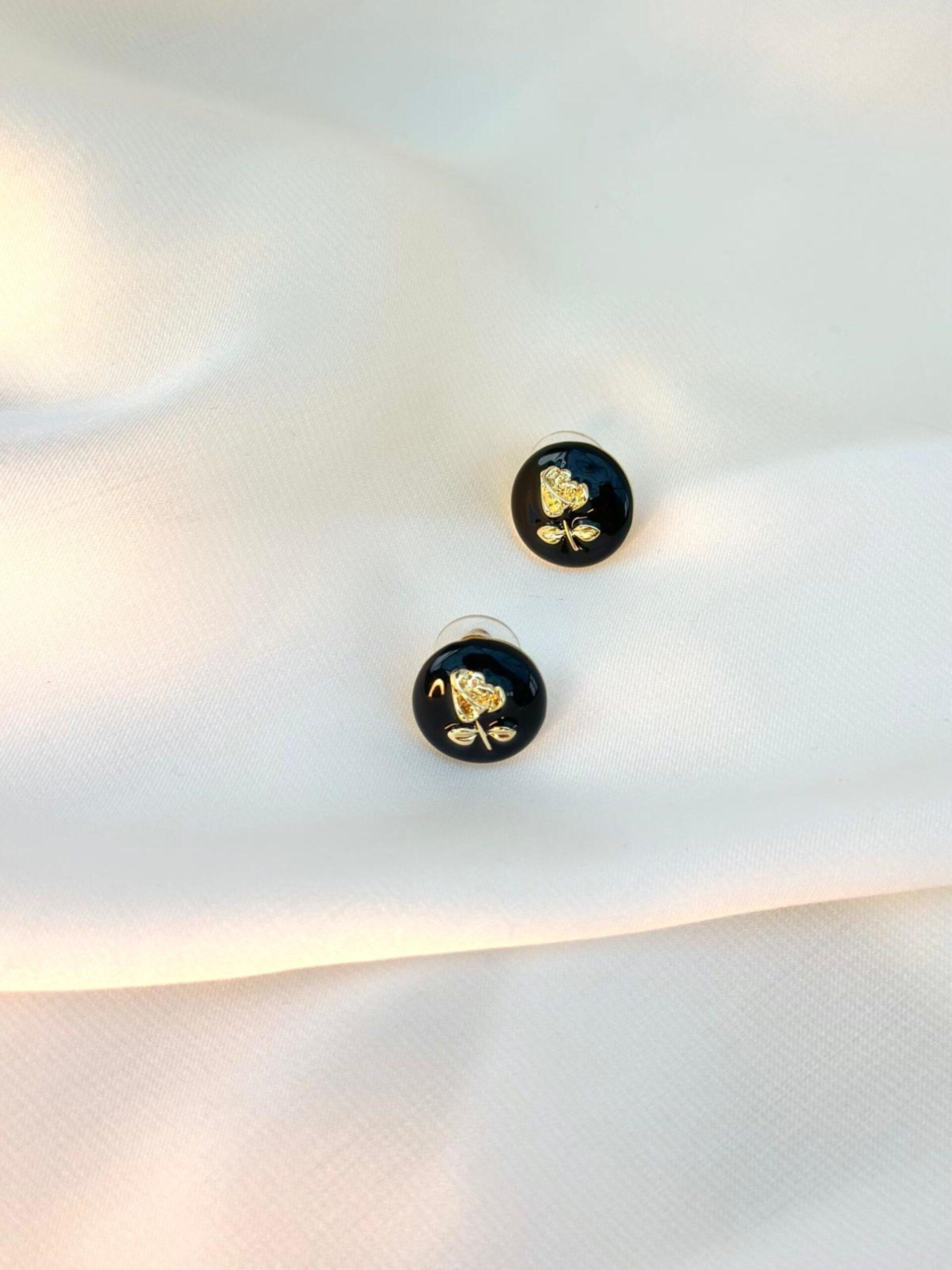 Black Flower Stud Earrings