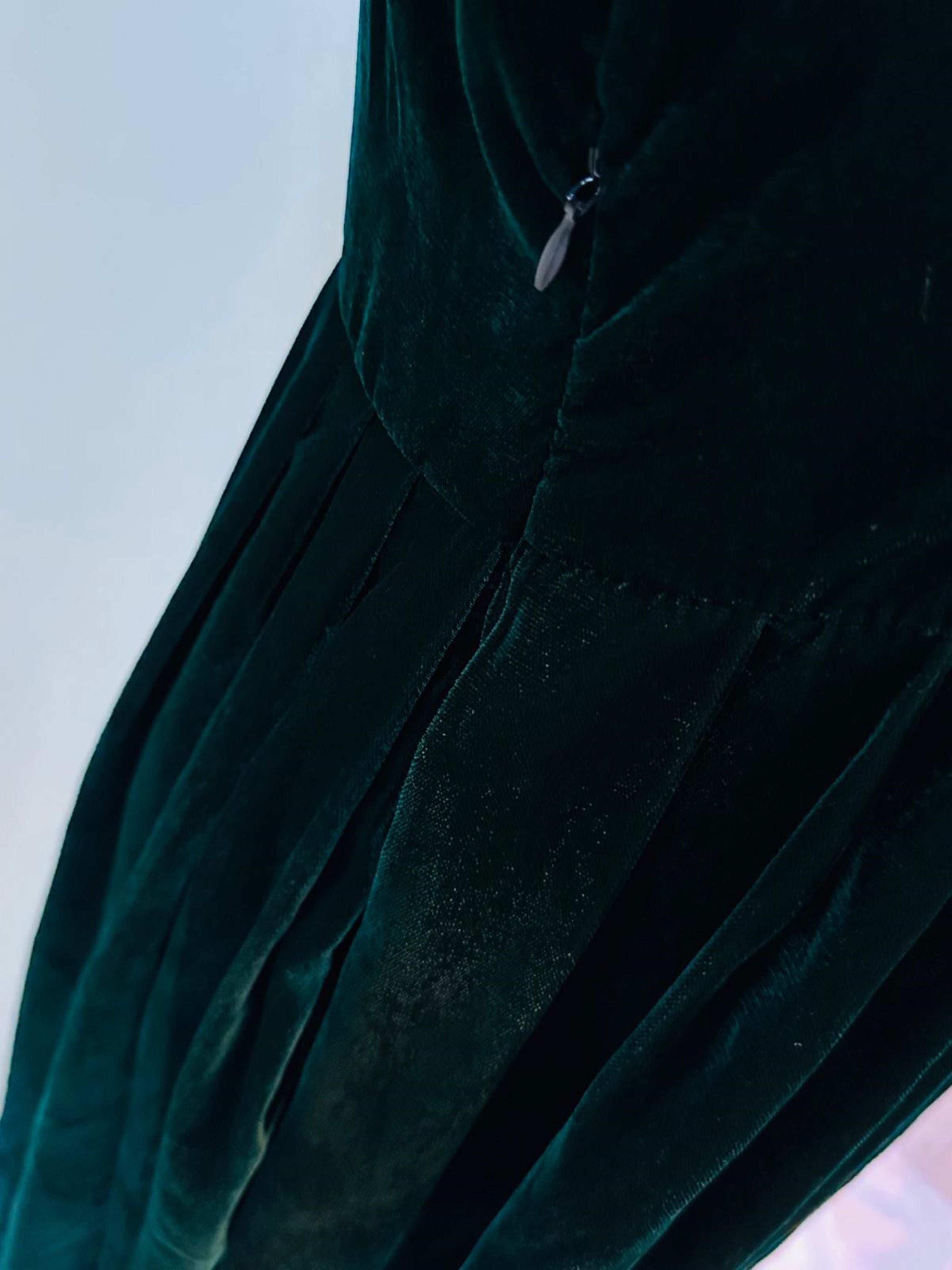 Emerald Green Velvet Maxi Dress