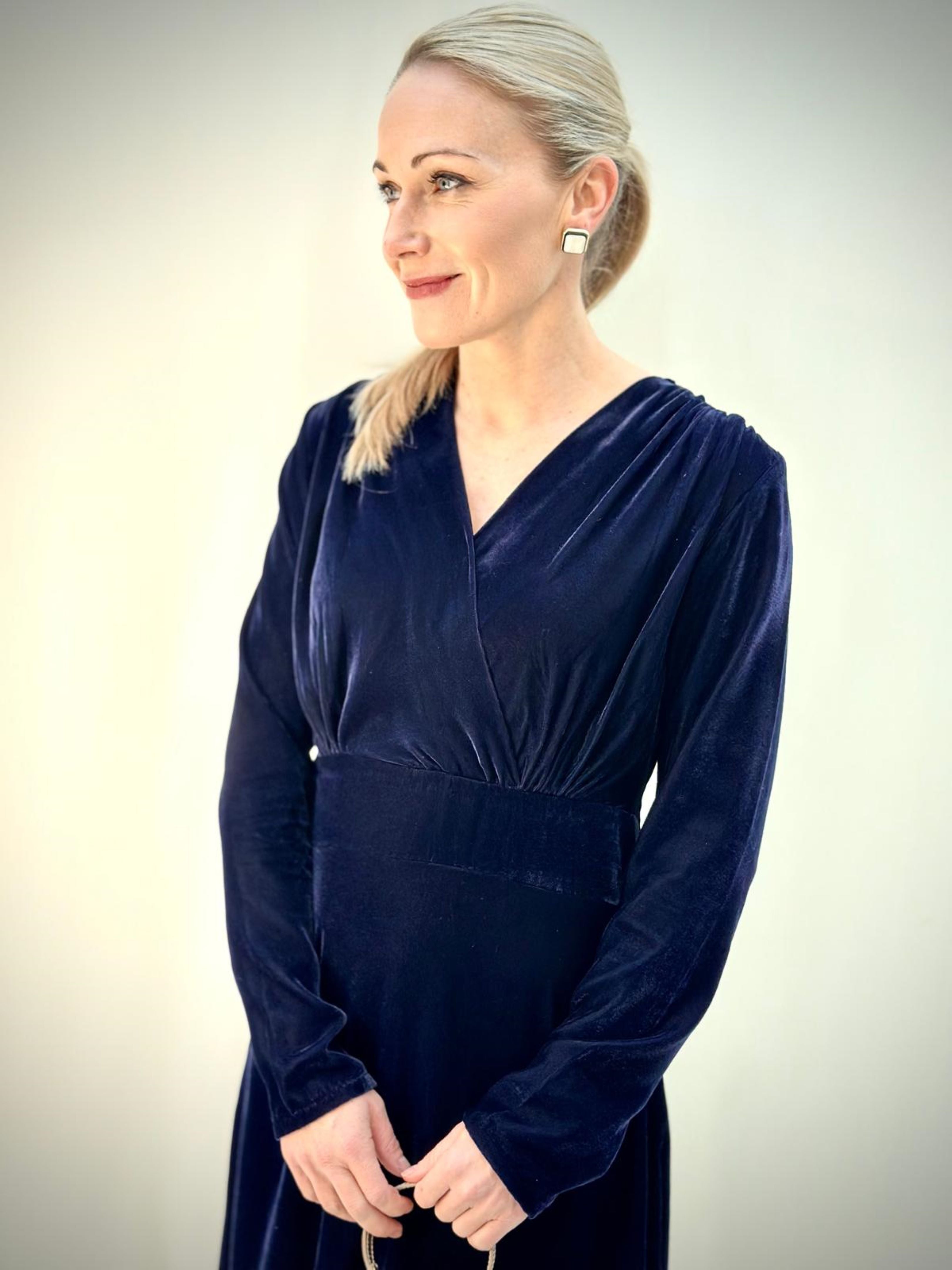 Midnight Blue Velvet Dress