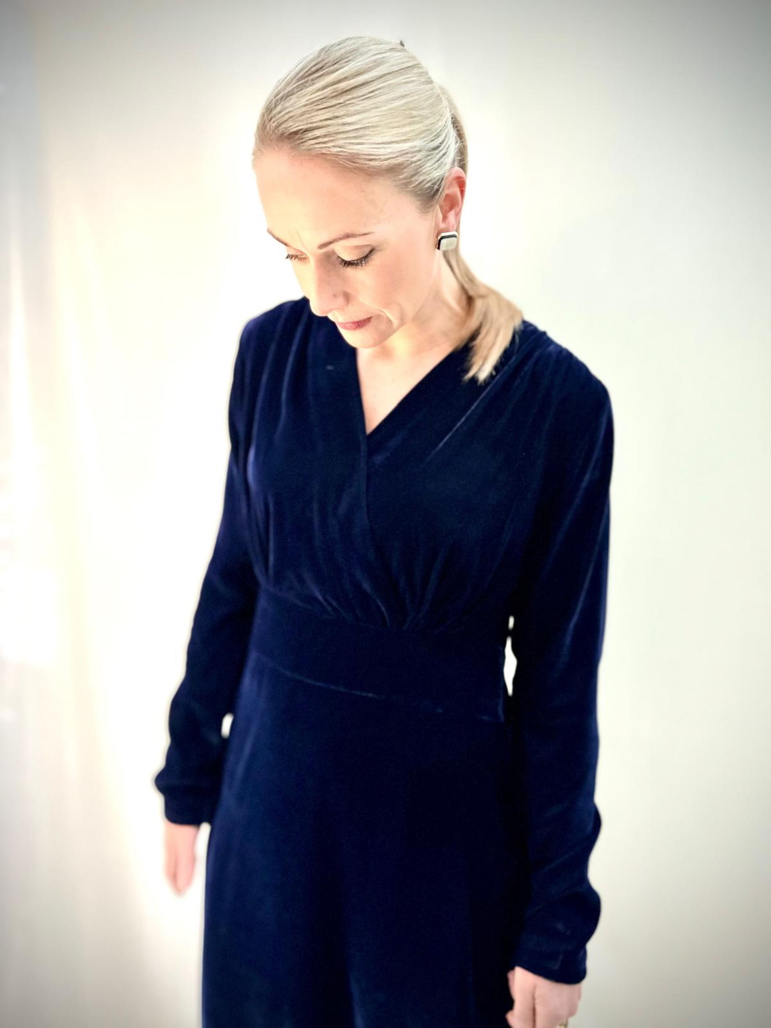 Midnight Blue Velvet Dress