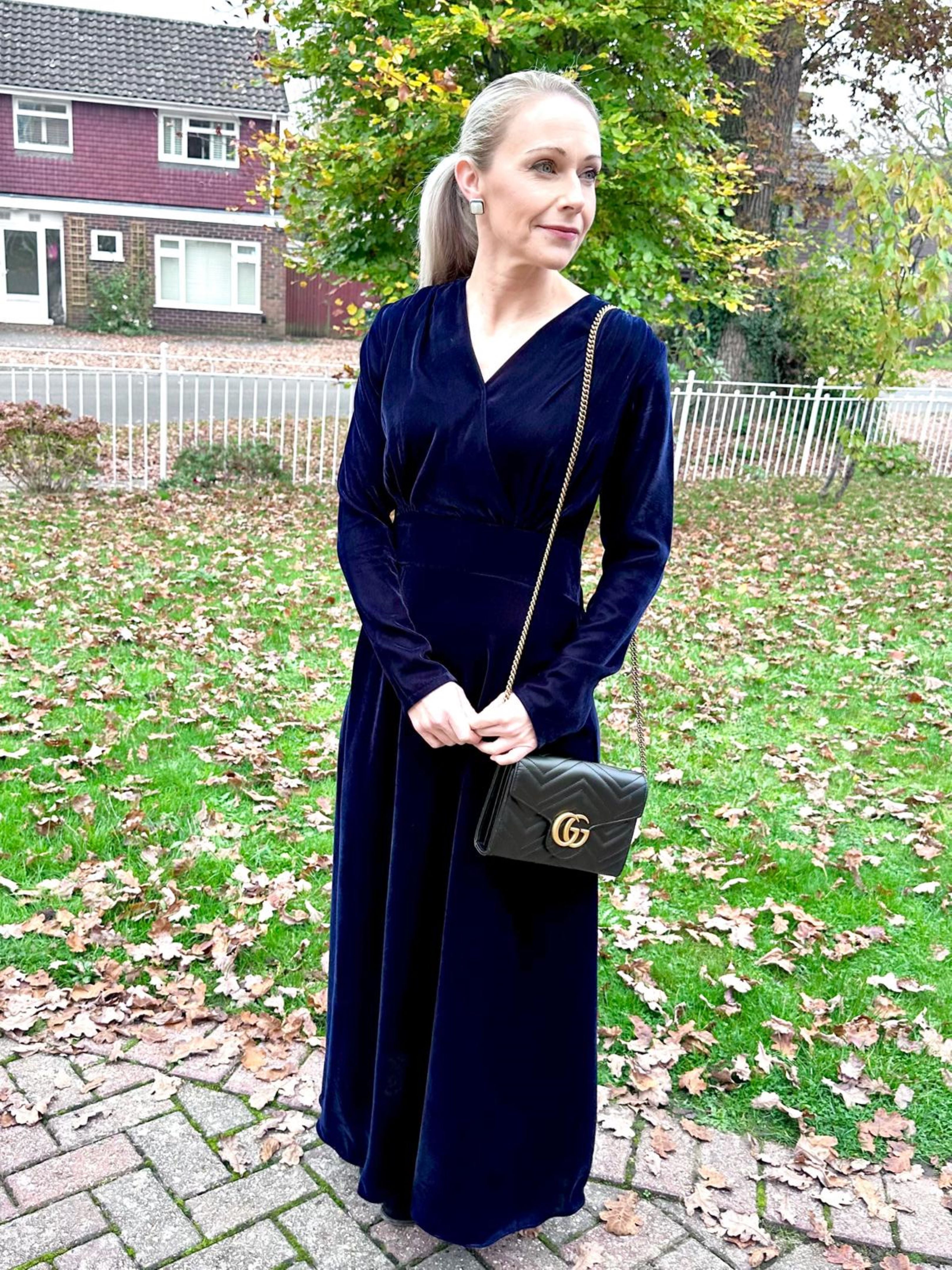 Midnight Blue Velvet Dress