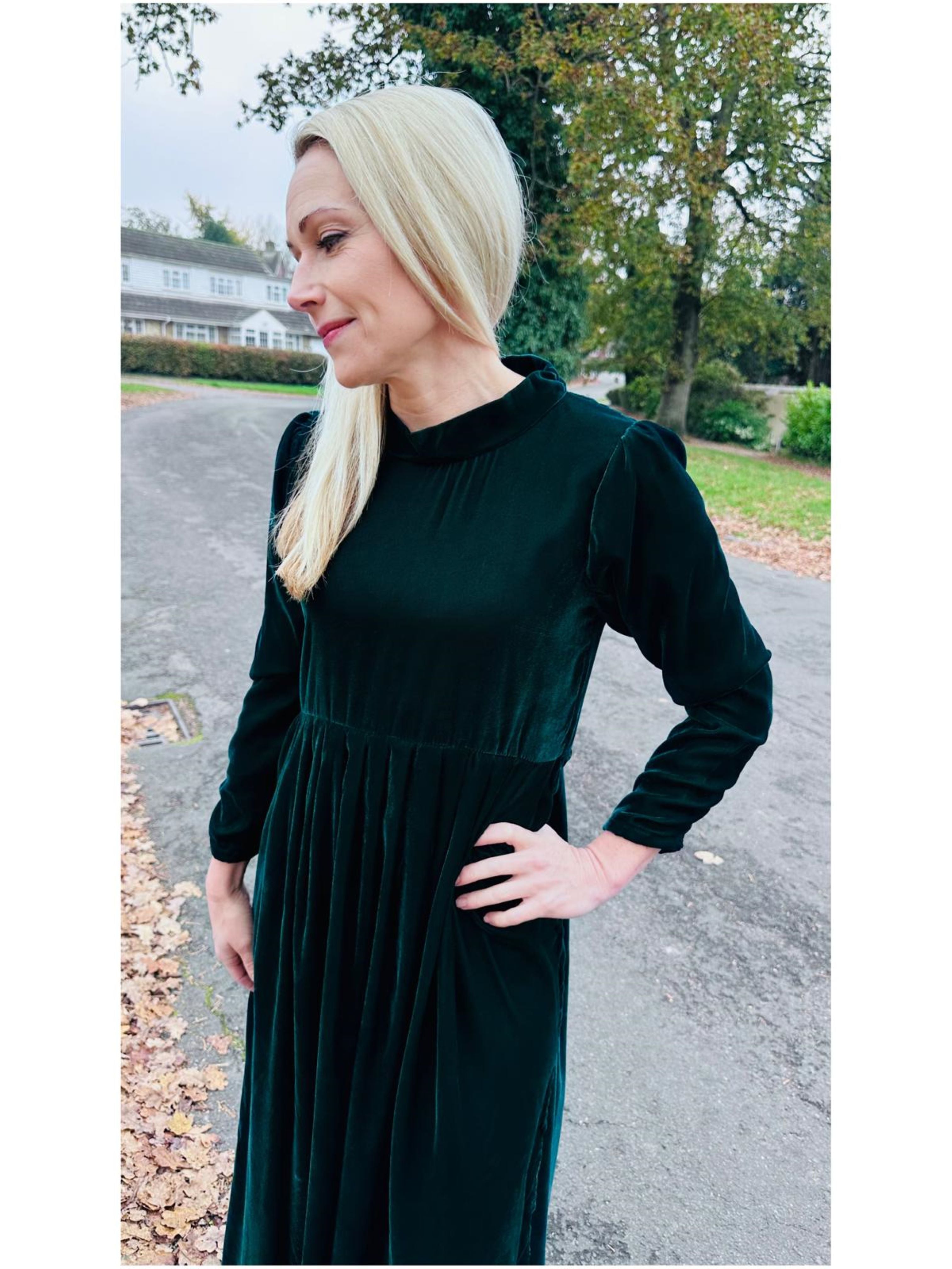 Emerald Green Velvet Maxi Dress