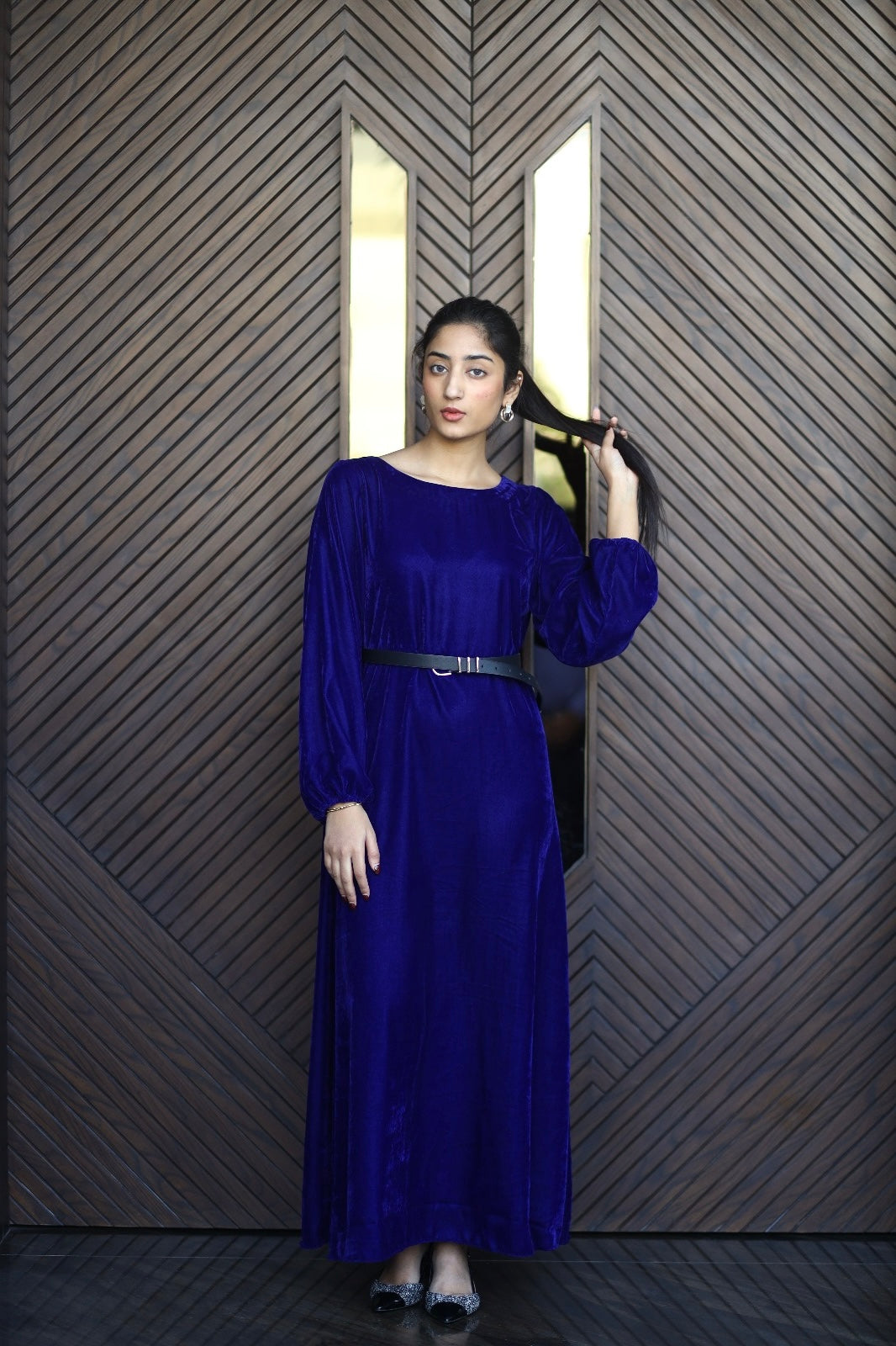 Royal Blue Velvet Dress