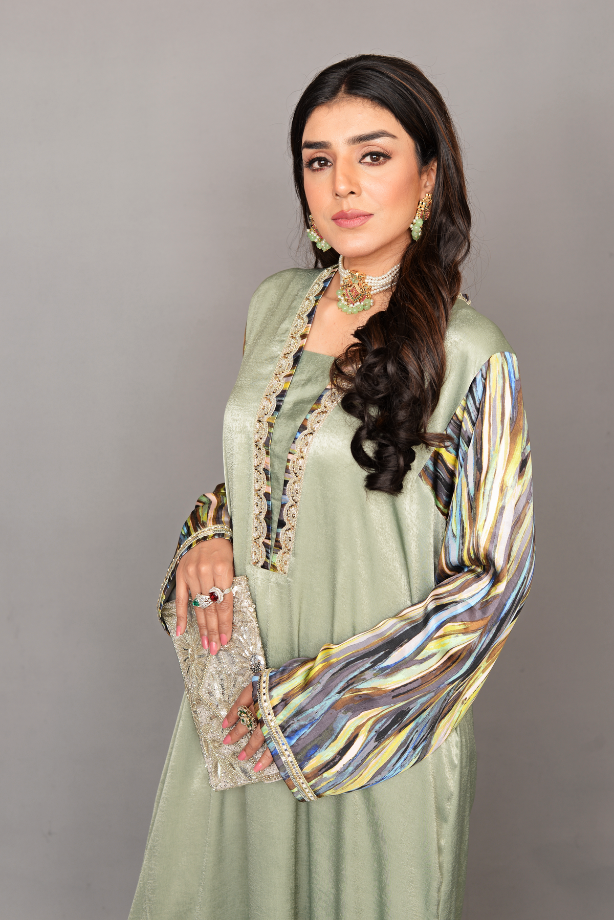 Sage Green Silk Kaftan