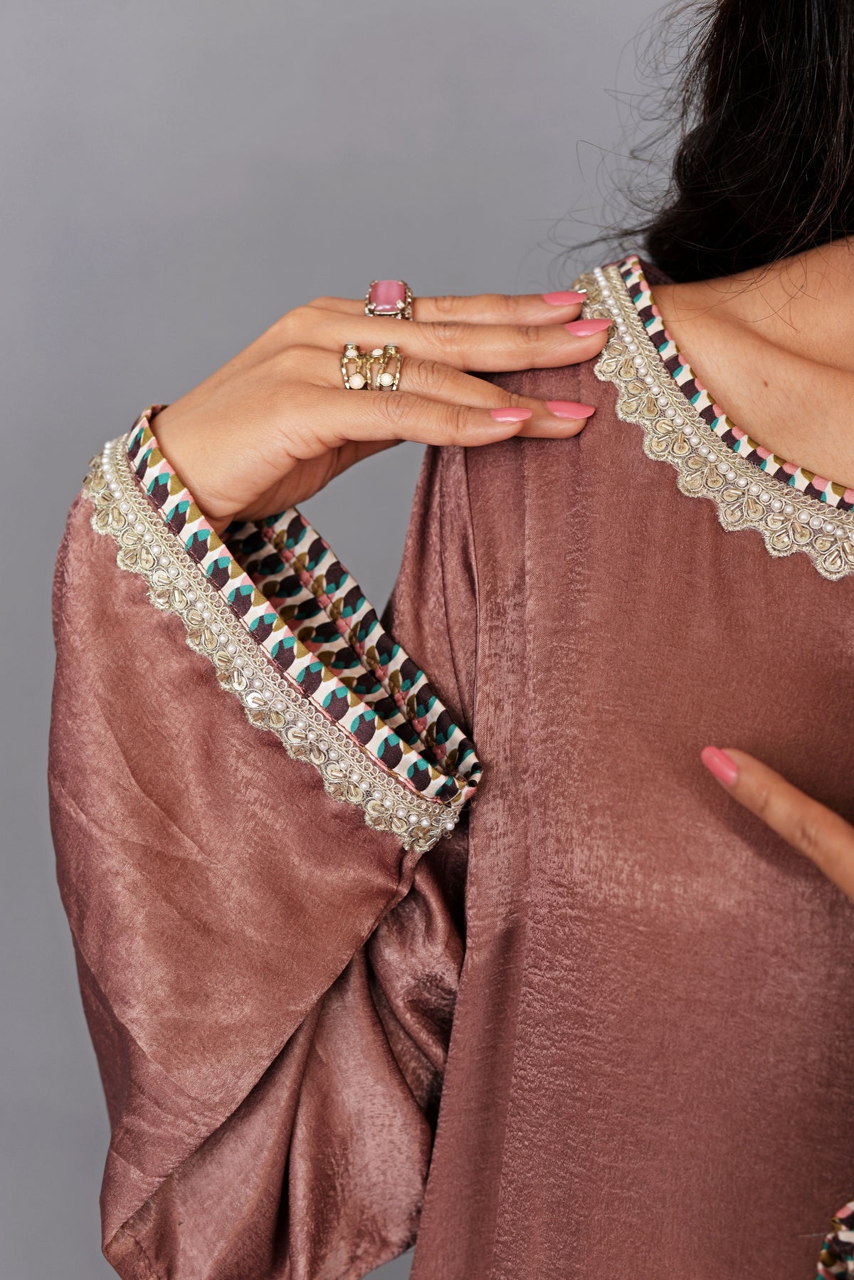 Dusty Rose Silk Kaftan