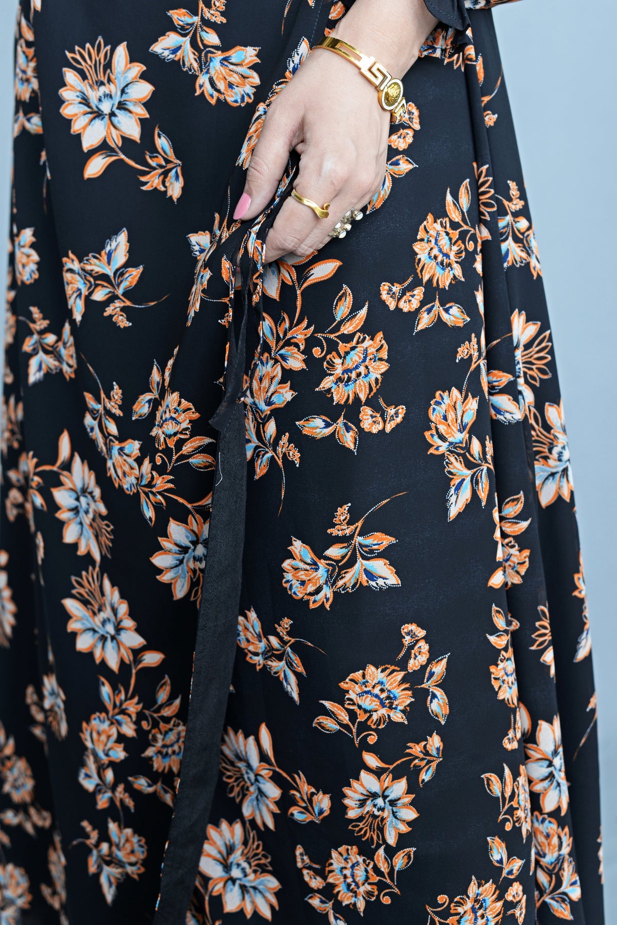Black Floral Wrap Around Maxi Dress