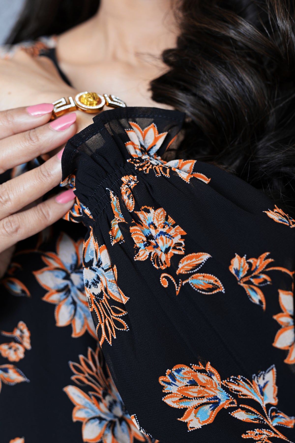 Black Floral Wrap Around Maxi Dress